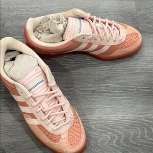 Adidas Pink and Brown Lace-Up Sneakers